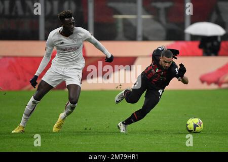 Milano, Italy. 08th Jan, 2023. during the Serie A football match between AC Milan and AS Roma at San Siro stadium in Milano (Italy), January 8th 2023. Photo Andrea Staccioli/Insidefoto Credit: Insidefoto di andrea staccioli/Alamy Live News Stock Photo