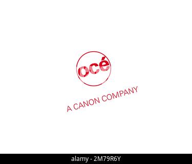 Oce, rotated logo, white background Stock Photo