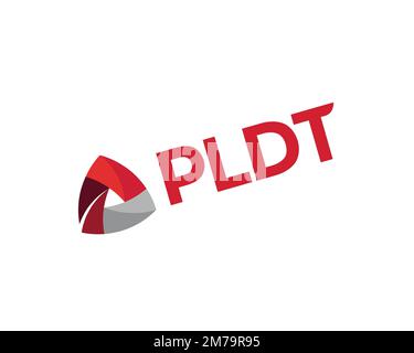 PLDT, rotated logo, white background Stock Photo