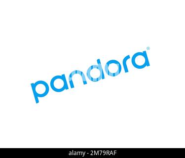 Pandora Radio, Rotated Logo, White Background Stock Photo