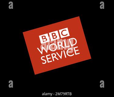 BBC World Service, Rotated Logo, Black Background Stock Photo