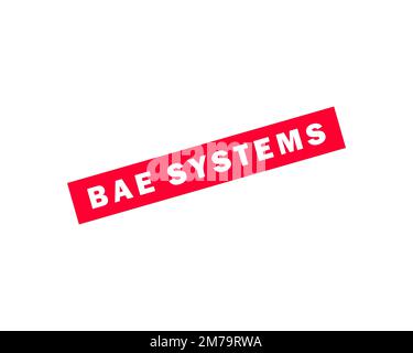 BAE Systems Marine, rotated logo, white background Stock Photo