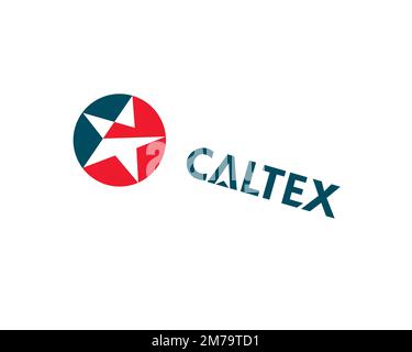 Caltex, rotated logo, white background B Stock Photo