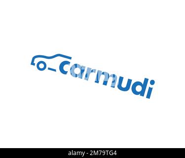 Carmudi, rotated logo, white background B Stock Photo