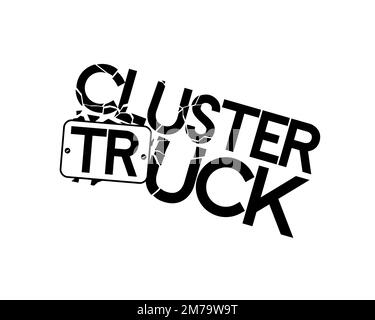 Cluster truck, rotated logo, white background B Stock Photo