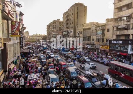 CAIRO, EGYPT - JANUARY 26, 2019: Busy Port Said street in Cairo, Egypt Stock Photo