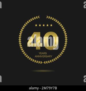 Fourty years Anniversary golden laurel wreath label Stock Vector