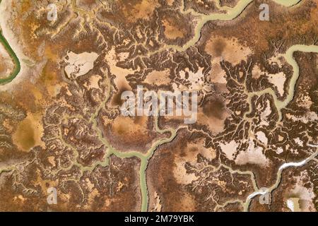Aerial view of the Ria Formosa national park in Olhao, Algarve, Portugal Stock Photo
