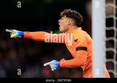 Manchester, UK. 08th Jan, 2023. Kepa Arrizabalaga #1 of Chelsea during the FA Cup Third Round match Manchester City vs Chelsea at Etihad Stadium, Manchester, United Kingdom, 8th January 2023 (Photo by Conor Molloy/News Images) in Manchester, United Kingdom on 1/8/2023. (Photo by Conor Molloy/News Images/Sipa USA) Credit: Sipa USA/Alamy Live News Stock Photo