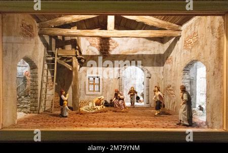 Manger model or birth of the child Jesus. Christmas Holiday. Italy Stock Photo