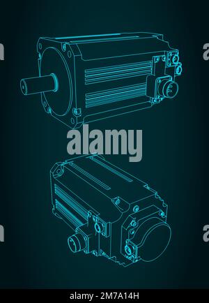 Stylized vector illustration of DC motor rotor drawings Stock Vector ...