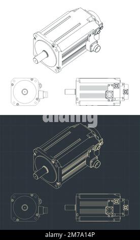 Stylized vector illustration of DC motor rotor drawings Stock Vector ...