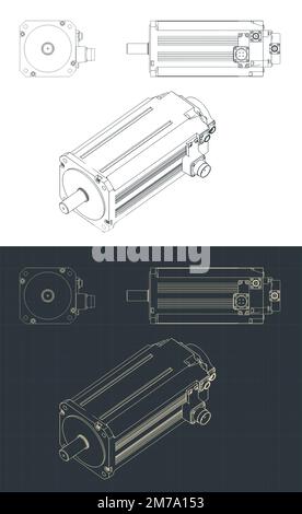 Stylized vector illustration of DC motor rotor drawings Stock Vector ...