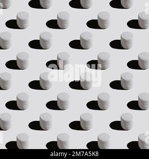 seamless minimalistic pattern of white marshmallows on white background  Stock Photo