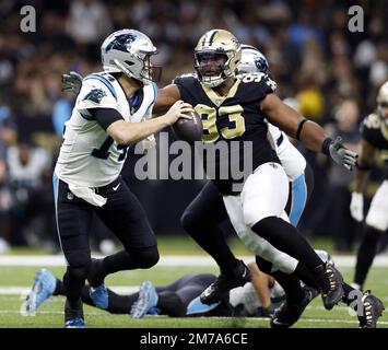 New Orleans Saints defensive tackle Shy Tuttle (99) warms up