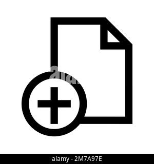 Add file icon line isolated on white background. Black flat thin icon on modern outline style. Linear symbol and editable stroke. Simple and pixel per Stock Vector