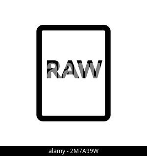RAW file icon line isolated on white background. Black flat thin icon on modern outline style. Linear symbol and editable stroke. Simple and pixel per Stock Vector