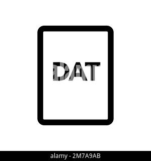 DAT file icon line isolated on white background. Black flat thin icon on modern outline style. Linear symbol and editable stroke. Simple and pixel per Stock Vector