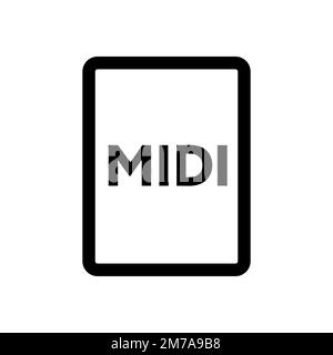 MIDI file icon line isolated on white background. Black flat thin icon ...