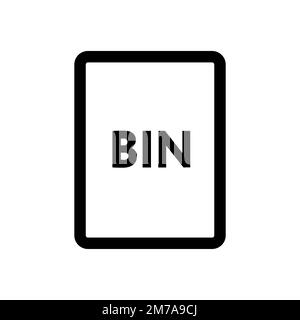 BIN file icon line isolated on white background. Black flat thin icon on modern outline style. Linear symbol and editable stroke. Simple and pixel per Stock Vector