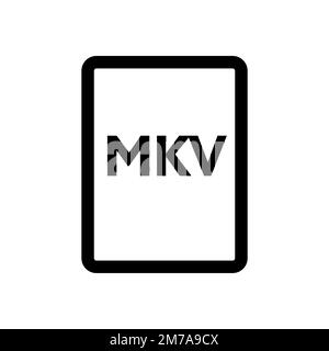 MKV file icon line isolated on white background. Black flat thin icon on modern outline style. Linear symbol and editable stroke. Simple and pixel per Stock Vector