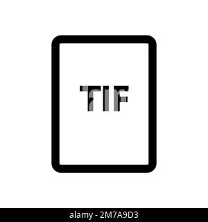 TIF file icon line isolated on white background. Black flat thin icon on modern outline style. Linear symbol and editable stroke. Simple and pixel per Stock Vector