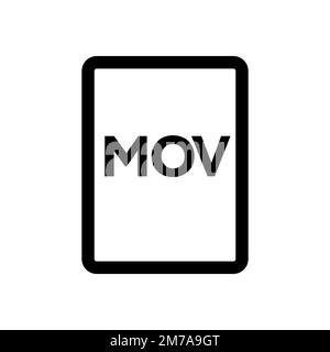 MOV file icon line isolated on white background. Black flat thin icon on modern outline style. Linear symbol and editable stroke. Simple and pixel per Stock Vector