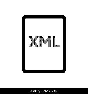 XML file icon line isolated on white background. Black flat thin icon on modern outline style. Linear symbol and editable stroke. Simple and pixel per Stock Vector