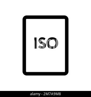 ISO file icon line isolated on white background. Black flat thin icon on modern outline style. Linear symbol and editable stroke. Simple and pixel per Stock Vector