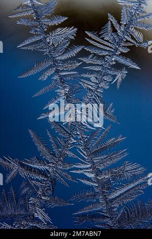 Winter Frost on Window Glass Stock Photo