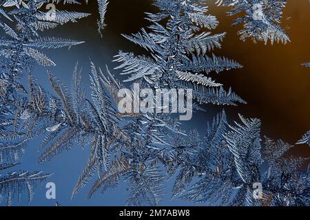 Winter Frost on Window Glass Stock Photo
