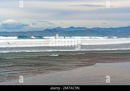 Rolling Waves on a Stormy Day Near Morro Bay, California Stock Photo