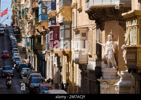 St. Paul’s Street is one of the most authentic streets in Valletta’s tight grid - Valletta, Malta Stock Photo