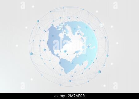 Blue social network technology icons background vector Stock Vector