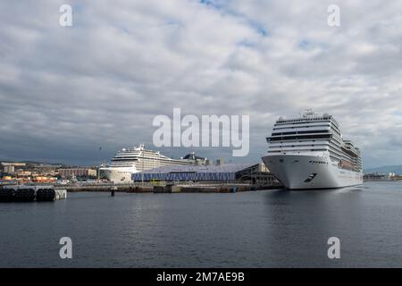 Marseille, France. 6th Jan, 2023. The MSC Magnifica is docked at the cruise terminal of the Port of Marseille. The MSC Magnifica is a cruise ship of the company MSC Cruises, built at the Chantiers de l'Atlantique in Saint-Nazaire.It has 1,259 cabins for the transport of 2,518 passengers and cruises on the Mediterranean sea. (Credit Image: © Laurent Coust/SOPA Images via ZUMA Press Wire) Stock Photo