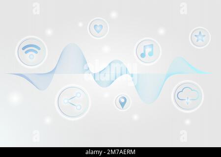 Blue social network technology icons background vector Stock Vector
