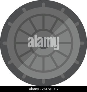 Asphalt manhole icon flat vector. City road. Pit circle isolated Stock Vector