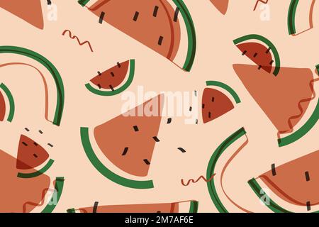 Tropical watermelon fruit pattern vector Stock Vector