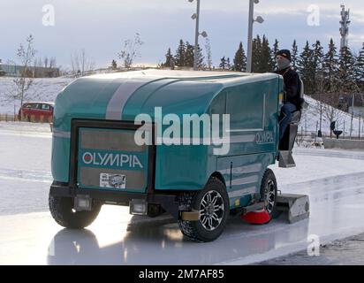 zamboni university district ice rink Calgary Alberta Stock Photo