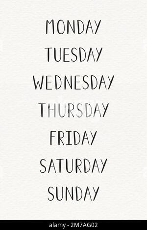 Weekdays typography collection vector Stock Vector