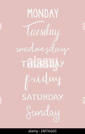 Weekdays typography collection vector Stock Vector