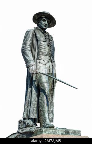 statue of William Prescott at the Bunker Hill Monument, American colonel at the Battle of Bunker Hill known for the order, 'Do not fire until you see Stock Photo
