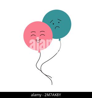 Balloons with faces expressing different emotions. Vector flat illustration Stock Vector