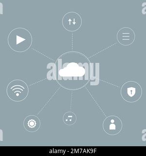 Cloud network system background vector for social media post Stock Vector
