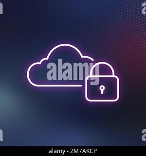 Pink cloud security icon vector digital networking system Stock Vector