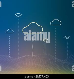 Cloud network system background vector for social media post Stock Vector