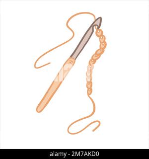Vector illustration colored in doodle style crochet hook for knitting handwork Stock Vector