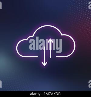 Pink neon cloud icon vector digital networking system Stock Vector
