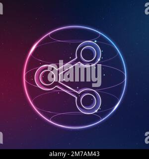 Digital connectivity technology icon vector in neon on gradient background Stock Vector