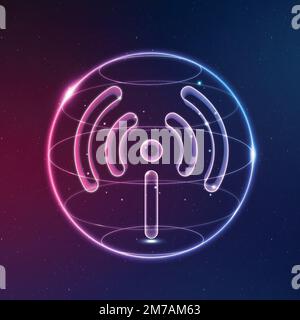 Hotspot network technology icon vector in neon on gradient background Stock Vector